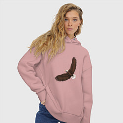 Толстовка оверсайз женская Классный красивый орел гордая птица, цвет: пыльно-розовый — фото 2