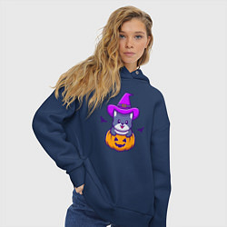 Толстовка оверсайз женская Kitty halloween, цвет: тёмно-синий — фото 2