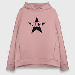 Толстовка оверсайз женская Rock star in black red, цвет: пыльно-розовый