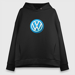 Толстовка оверсайз женская Volkswagen logo blue, цвет: черный