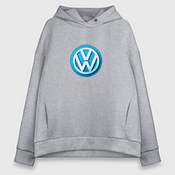 Толстовка оверсайз женская Volkswagen logo blue, цвет: меланж