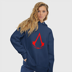 Толстовка оверсайз женская Red logo of assassins, цвет: тёмно-синий — фото 2