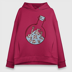 Толстовка оверсайз женская Скелеты в колбе, цвет: маджента