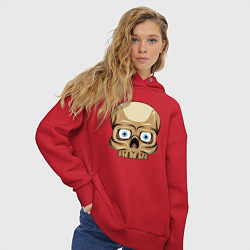 Толстовка оверсайз женская Удивлённый черепок, цвет: красный — фото 2