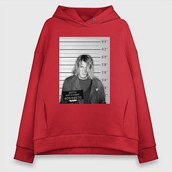 Толстовка оверсайз женская Курт Кобейн арестован, цвет: красный