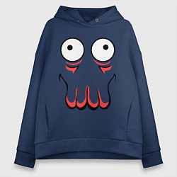 Толстовка оверсайз женская John Zoidberg Face, цвет: тёмно-синий