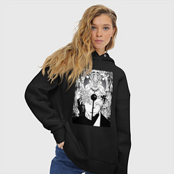 Толстовка оверсайз женская Магическая битва Сукуна Рёмэн Высокоранговое прокл, цвет: черный — фото 2