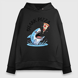 Толстовка оверсайз женская Shark pizza - ai art fantasy, цвет: черный