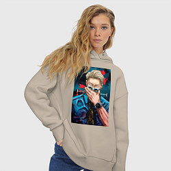 Толстовка оверсайз женская Магическая битва Кэнто Нанами маг первого класса а, цвет: миндальный — фото 2