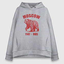 Толстовка оверсайз женская Город Москва 1147 год медведь ретро стиль, цвет: меланж