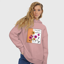 Толстовка оверсайз женская Люблю лето и цветы, цвет: пыльно-розовый — фото 2