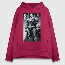 Толстовка оверсайз женская Иосиф человек из стали - нейросеть, цвет: маджента