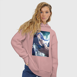 Толстовка оверсайз женская Реинкарнация безработного Рокси Мигурдия и спасите, цвет: пыльно-розовый — фото 2