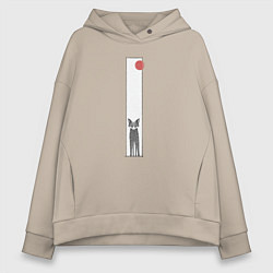 Толстовка оверсайз женская Хитрая лиса в рамке, цвет: миндальный