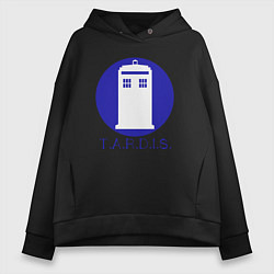 Толстовка оверсайз женская Blue tardis, цвет: черный