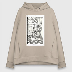 Толстовка оверсайз женская Девятые врата In vain Люцифер LCF, цвет: миндальный