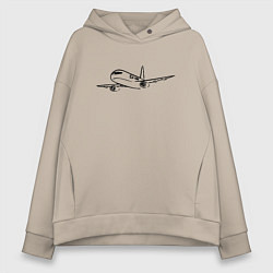 Толстовка оверсайз женская Суперджет-100 черный, цвет: миндальный