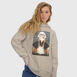 Толстовка оверсайз женская Волчица и пряности Холо в платке, цвет: миндальный — фото 2