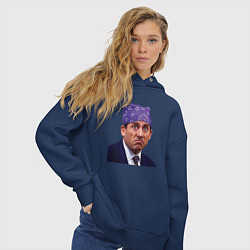 Толстовка оверсайз женская Prison mike Michael Scott офис, цвет: тёмно-синий — фото 2