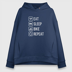 Женское худи оверсайз Eat sleep bike repeat