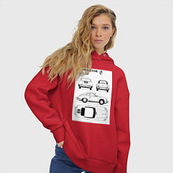 Толстовка оверсайз женская Машина Porsche, цвет: красный — фото 2