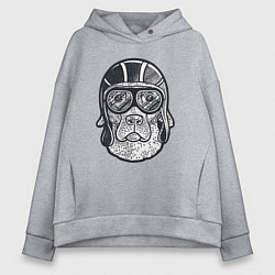 Толстовка оверсайз женская Пёс авиатор, цвет: меланж