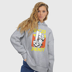 Толстовка оверсайз женская Человек-бензопила Денджи Почита демон собака, цвет: меланж — фото 2