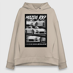 Толстовка оверсайз женская Mazda rx-7 JDM авто, цвет: миндальный