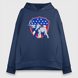 Толстовка оверсайз женская Слон США, цвет: тёмно-синий