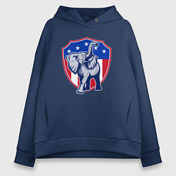 Толстовка оверсайз женская Elephant USA, цвет: тёмно-синий