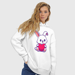 Толстовка оверсайз женская Heart rabbit, цвет: белый — фото 2
