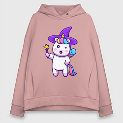 Толстовка оверсайз женская Фея единорожка, цвет: пыльно-розовый