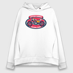 Толстовка оверсайз женская Racing team, цвет: белый