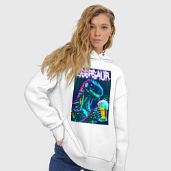 Толстовка оверсайз женская Neon cyber beersaur - neon glow fantasy, цвет: белый — фото 2