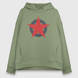 Толстовка оверсайз женская Red star symbol, цвет: авокадо