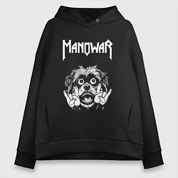 Толстовка оверсайз женская Manowar rock dog, цвет: черный
