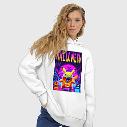 Толстовка оверсайз женская Pikachu - halloween vaporwave, цвет: белый — фото 2