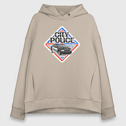 Толстовка оверсайз женская Городская полиция, цвет: миндальный