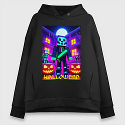 Женское худи оверсайз Halloween and Minecraft - neon collaboration