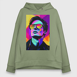 Толстовка оверсайз женская Портрет Дурова pop art, цвет: авокадо