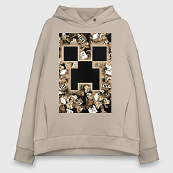 Толстовка оверсайз женская Герои Minecraft, цвет: миндальный