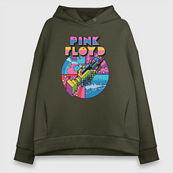 Толстовка оверсайз женская Pink Floyd band rock, цвет: хаки
