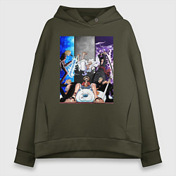 Толстовка оверсайз женская Ван Пис Луффи Монки, цвет: хаки