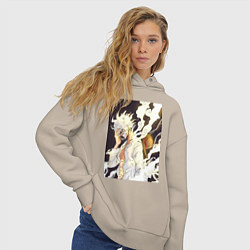 Толстовка оверсайз женская Ван-Пис Луффи джойбой, цвет: миндальный — фото 2