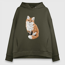 Толстовка оверсайз женская Осенняя лисица, цвет: хаки