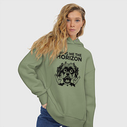 Толстовка оверсайз женская Bring Me the Horizon - rock dog, цвет: авокадо — фото 2