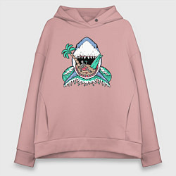 Толстовка оверсайз женская Акула и сервер, цвет: пыльно-розовый