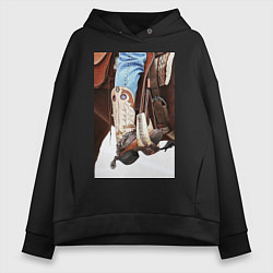 Толстовка оверсайз женская Western style, цвет: черный