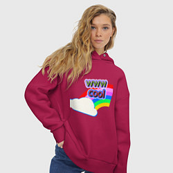 Толстовка оверсайз женская Rainbow Vibes, цвет: маджента — фото 2