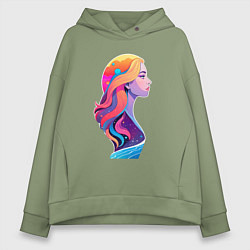 Женское худи оверсайз Космос девушка профиль